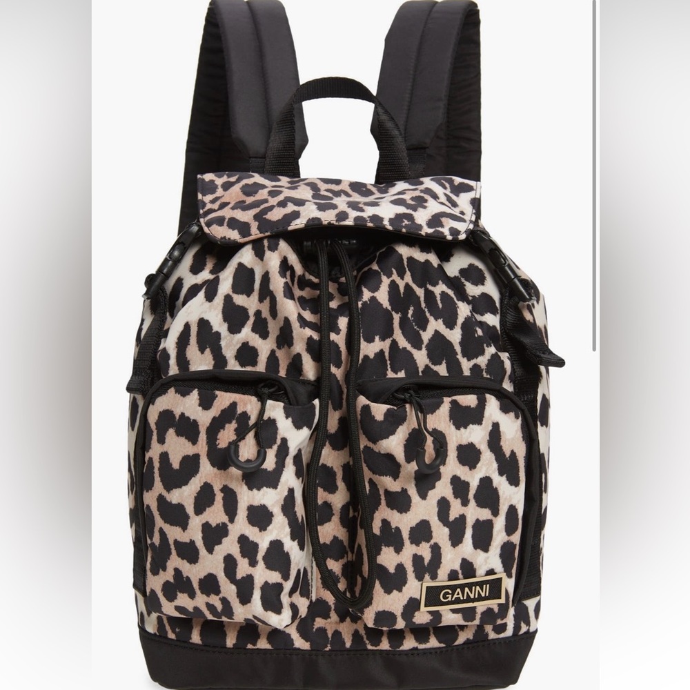 Ganni Small Leopard Print Backpack - Picture 2 of 14
